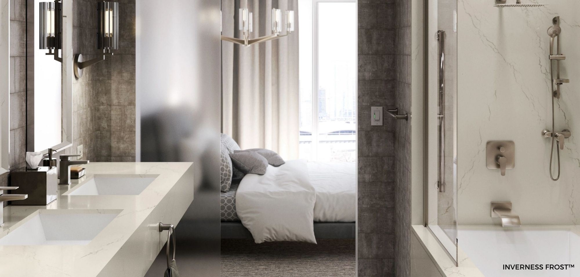 Inverness Frost Cambria Quartz 2022 New Color! 1 Inverness Frost Cambria Quartz Bathroom Countertops