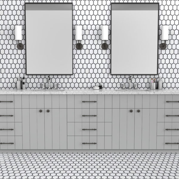 Jeweled Hex Sable Black Tile