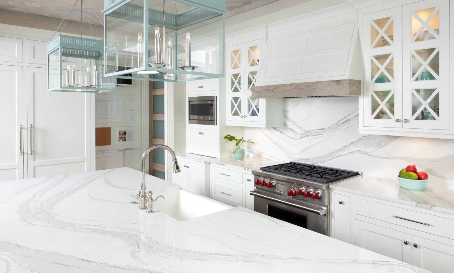 The 4 Colors Of Cambria Brittanicca 3 Cambria Brittanicca Kitchen and Backsplash Countertops with White Cabinets