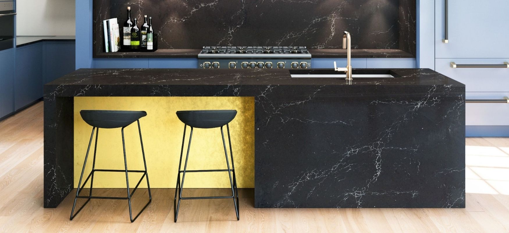 Quartz Vs Soapstone Countertops: What’s The Difference? 11 Charlestown Cambria Quartz Kitchen Countertops with Full Height Backsplash