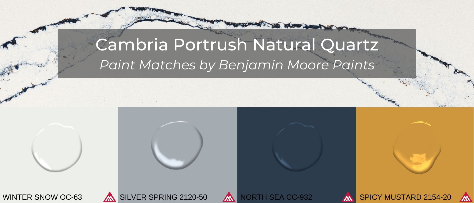 Design Spotlight: Portrush Cambria Quartz 7 Portrush Cambria Quartz Benjamin Moore Paint Matches Winter Snow Spicy Mustard North Sea Silver Spring