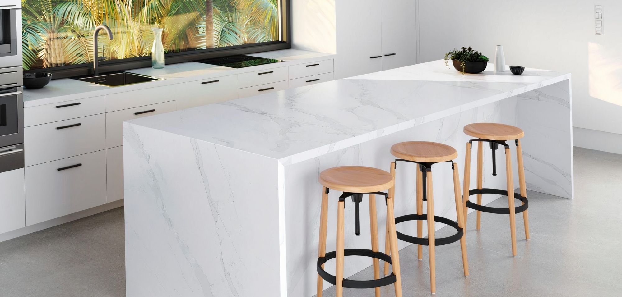What Is Silestone Quartz? 7 Et Calacatta Gold Silestone Quartz Eternal Calacatta Gold What is Silestone Quartz Waterfall Island and Kitchen Countertops