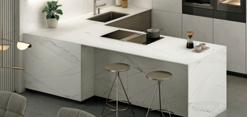 Ethereal Haze SIlestone Quartz Kitchen Island and Countertops