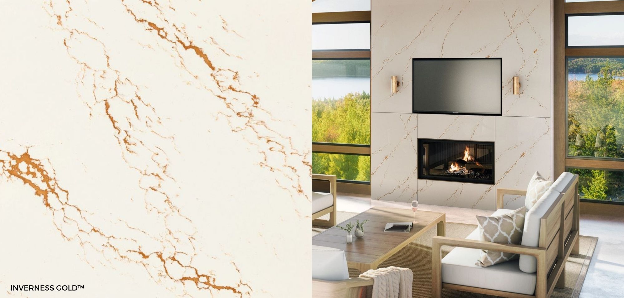 2022 New Cambria Colors | Inverness Cobalt | Inverness Platinum | Inverness Gold | Inverness Bronze 4 Inverness Gold Cambria Quartz