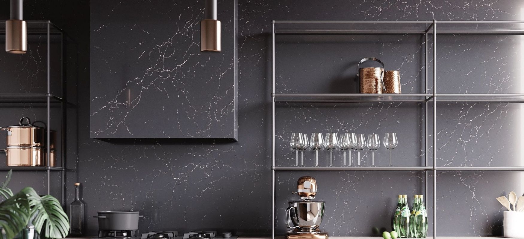 Quartz Vs Soapstone Countertops: What’s The Difference? 2 Mammoth Cave Cambria Quartz Kitchen Countertops and Full Height Backsplash Quartz vs Soapstone