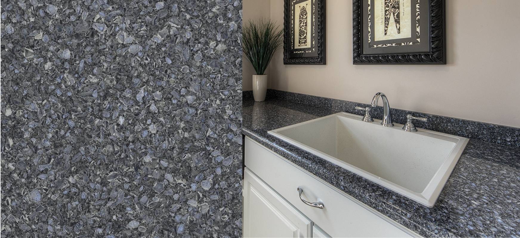 Blue Countertops: A Complete Guide 15 Parys Cambria Quartz Countertops and Close up Blue Countertops White Cabinets