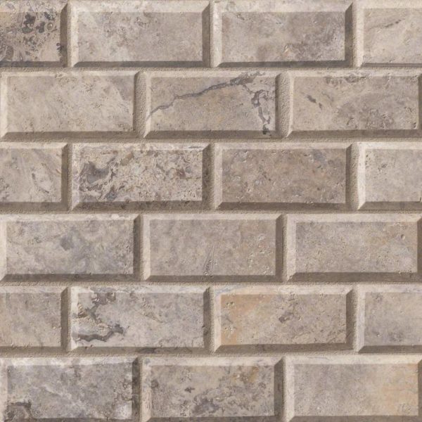 Silver Travertine Subway Tile 2×4