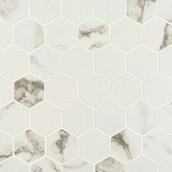 Statuario Matte 2×2 Hexagon Mosaic