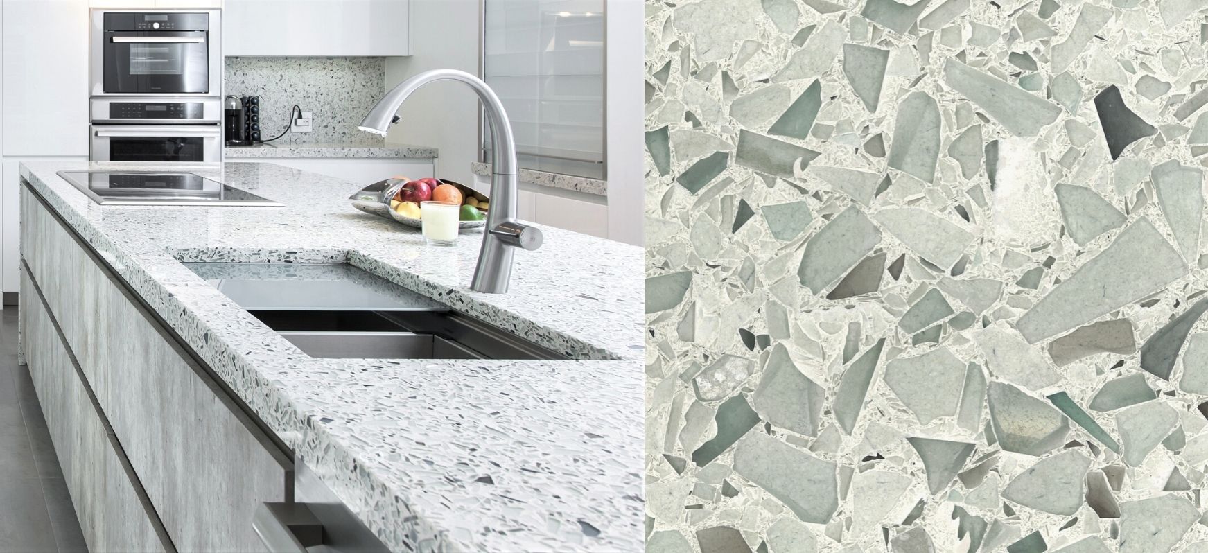 Recycled Glass Kitchen Countertops: 6 Stylish Options For Inspiration 3 Palladian Gray Vetrazzo Recycled Glass Kitchen Countertops