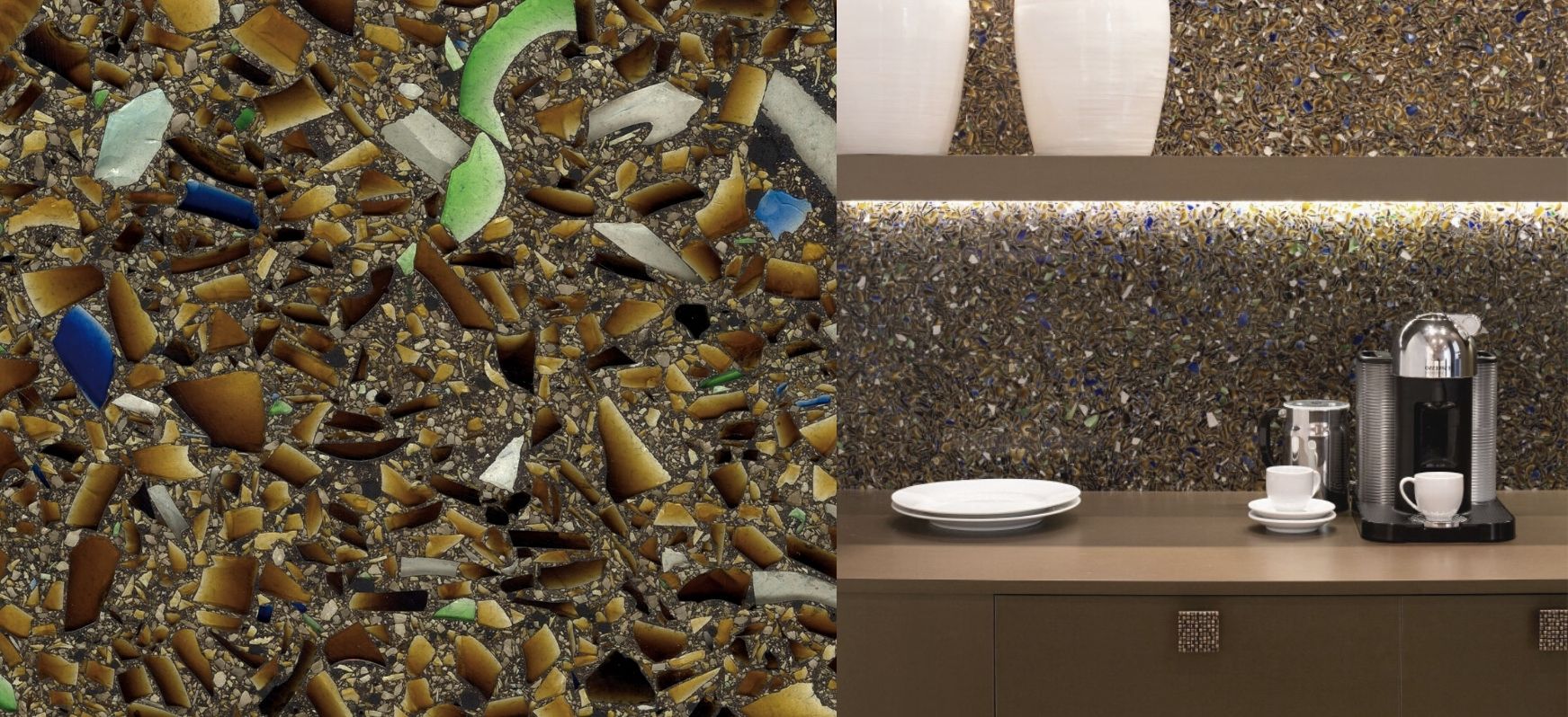 Recycled Glass Kitchen Countertops: 6 Stylish Options For Inspiration 4 Charisma Blue with Patina Vetrazzo Recycled Glass Kitchen Countertops