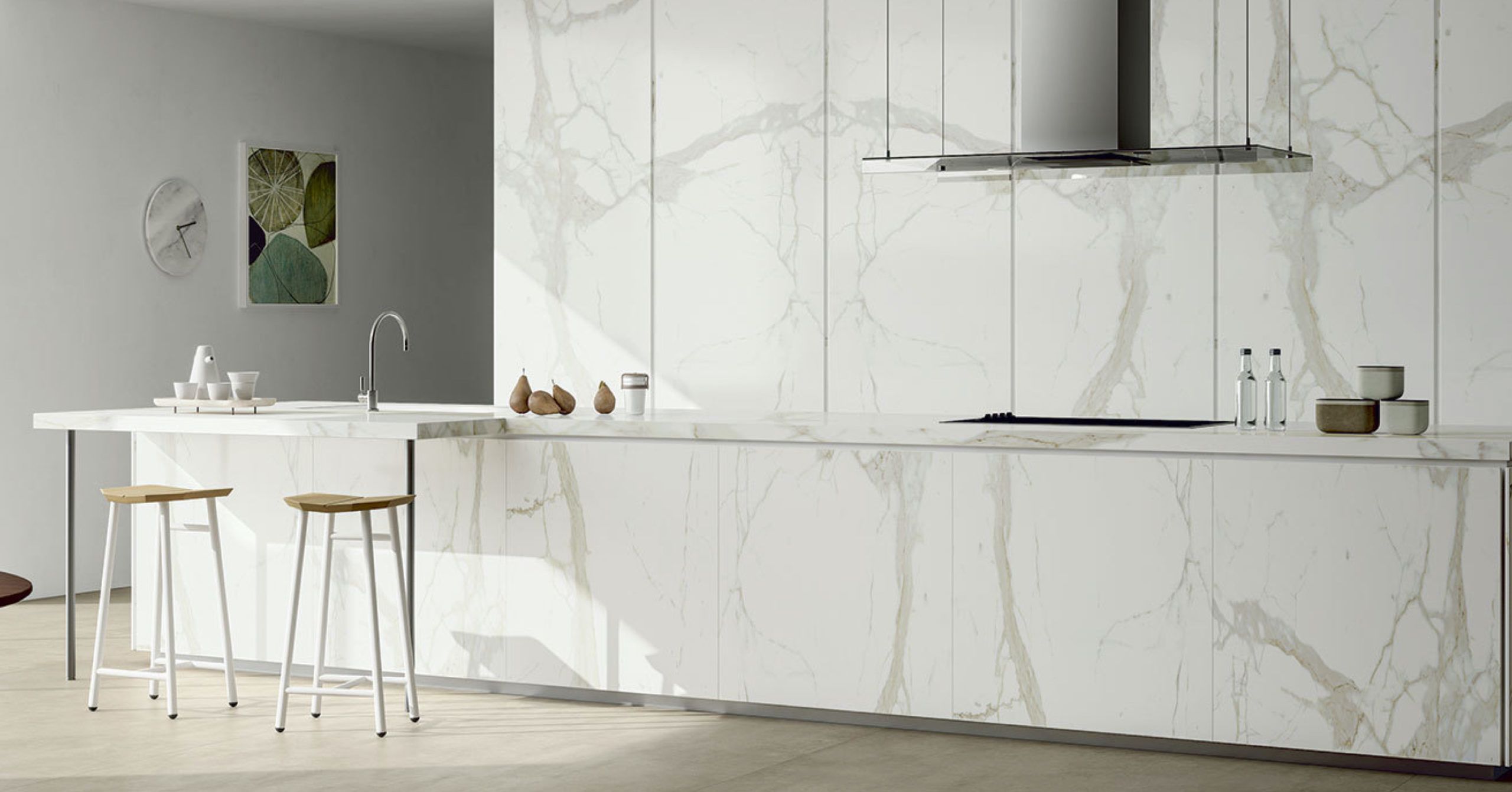 White Calacatta Porcelain Countertops and Backsplash 1 | Countertops