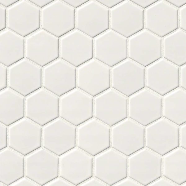 White Glossy 2x2 Hexagon Mosaic