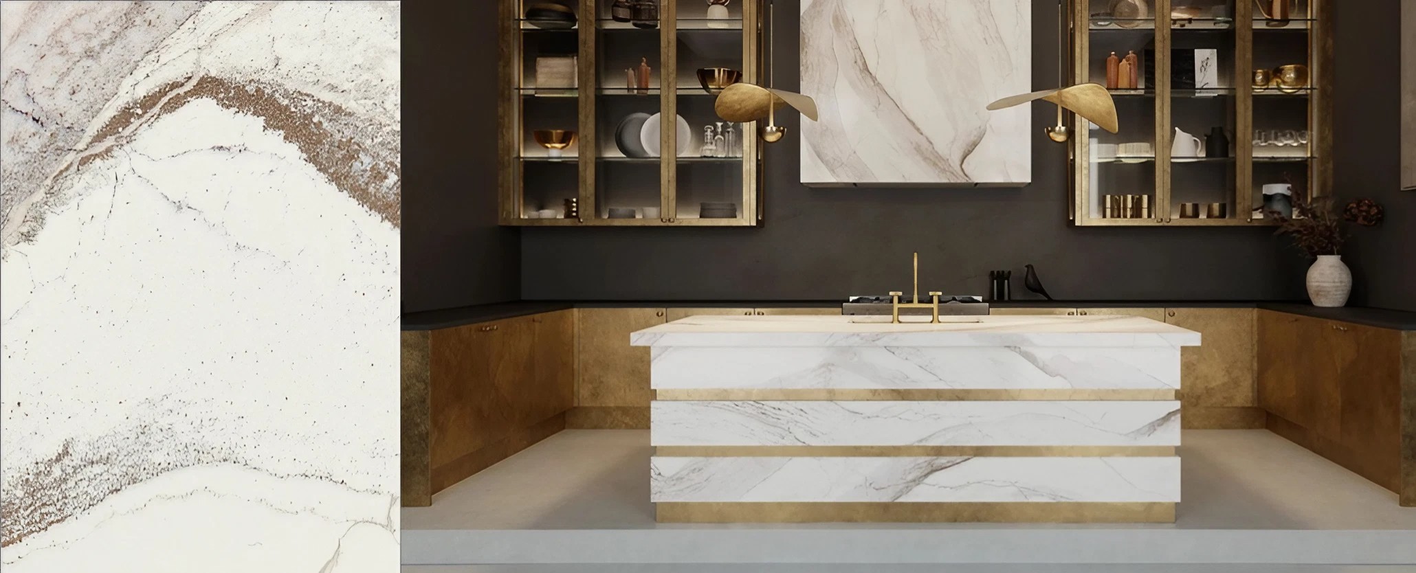 WINDSOR BRASS SATIN RIDGE CAMBRIA QUARTZ