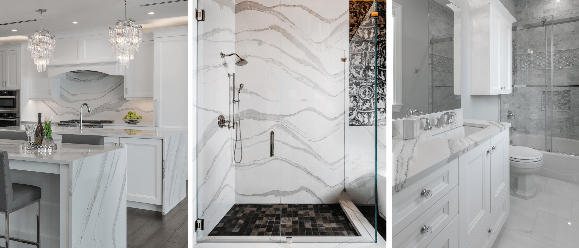 Design Spotlight: Brittanicca Cambria Quartz 2 BRITTANICCA™ Quartz Design Spotlight Installed Kitchen Countertops Bathroom Countertops Shower Walls Header Cambria Brittanicca Quartz