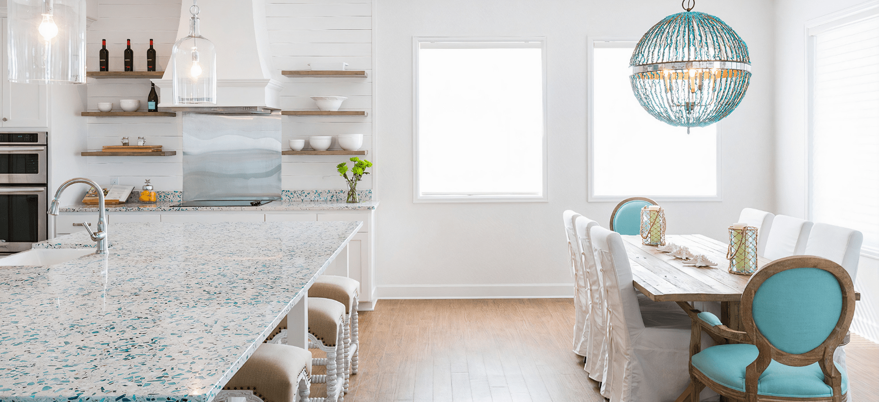 Blue Countertops: A Complete Guide 18 Floating Blue Recycled Glass Kitchen Countertops Blue Countertops