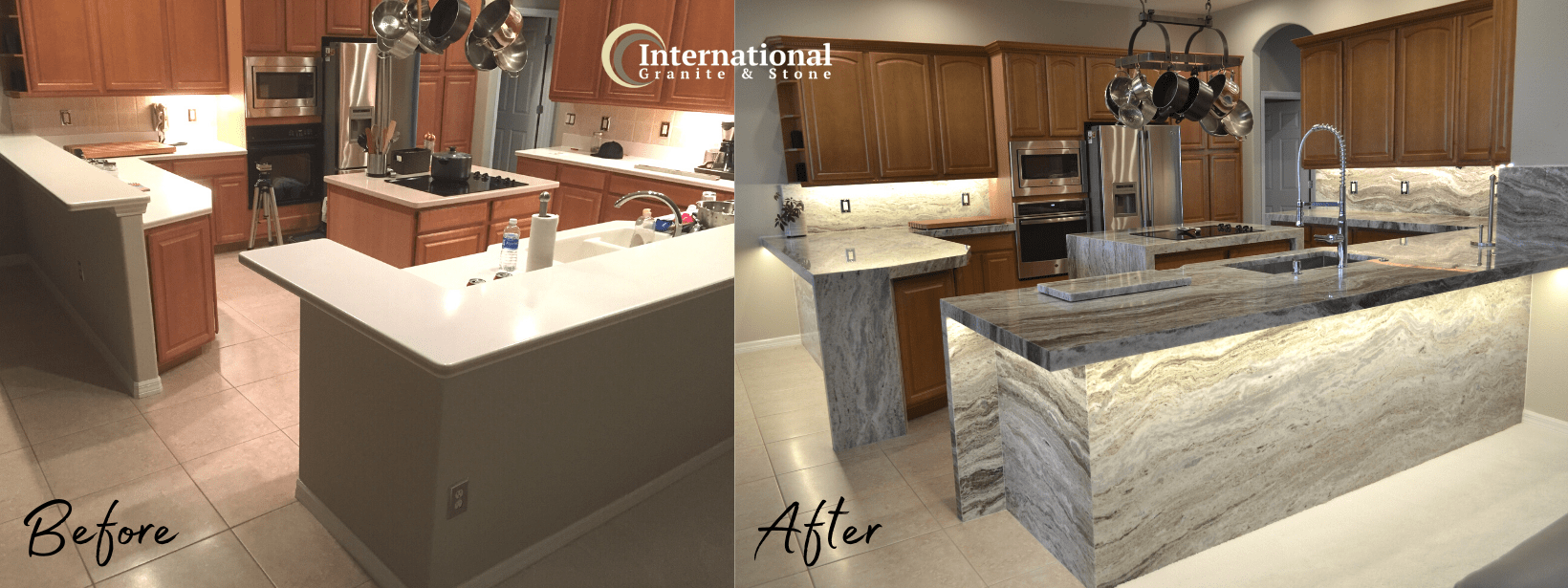 Brown Fantasy Kitchen Countertops In Spring Hill Fl 4 Before and After Brown Fantasy Granite Quartzite Kitchen Countertops Full Height Backsplash