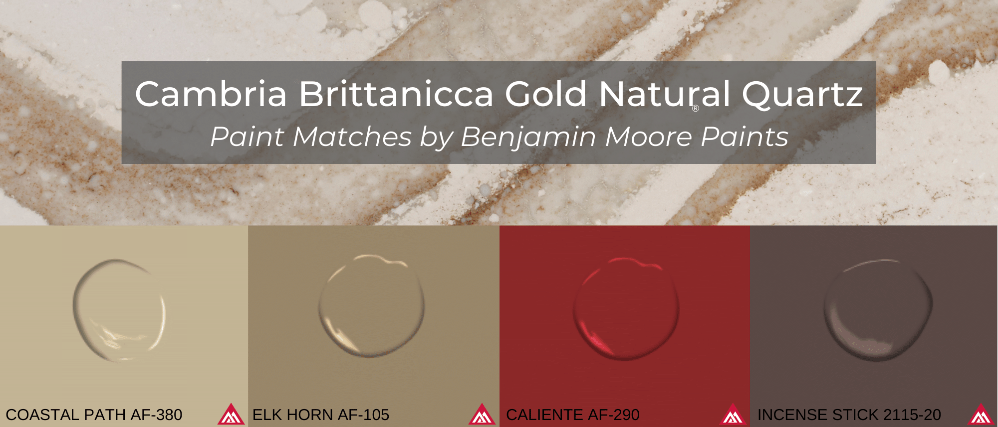 Design Spotlight: Brittanicca Gold Cambria Quartz 7 Brittanicca Gold Cambria Quartz Paint Match Header - Brittanicca Gold Quartz - Cambria Brittanicca Gold Natural Quartz - Cambria Brittanicca Gold - Brittanicca Gold - Design Spotlight - Benjamin Moore Paint Match - Coastal Path - Elk Horn - Caliente - Incense Stick