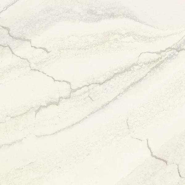 Close-up view of Cambria Inverness Everleigh Quartz surface, showcasing its intricate blend of cool gray and warm, sand-honey tones with debossed Inverness veins.