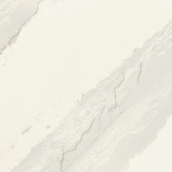 A close-up view of Cambria Inverness Swansea Quartz, showcasing its tonal white, marbled design with intricate debossed Inverness veins. Available in both high gloss and Cambria Matte finishes